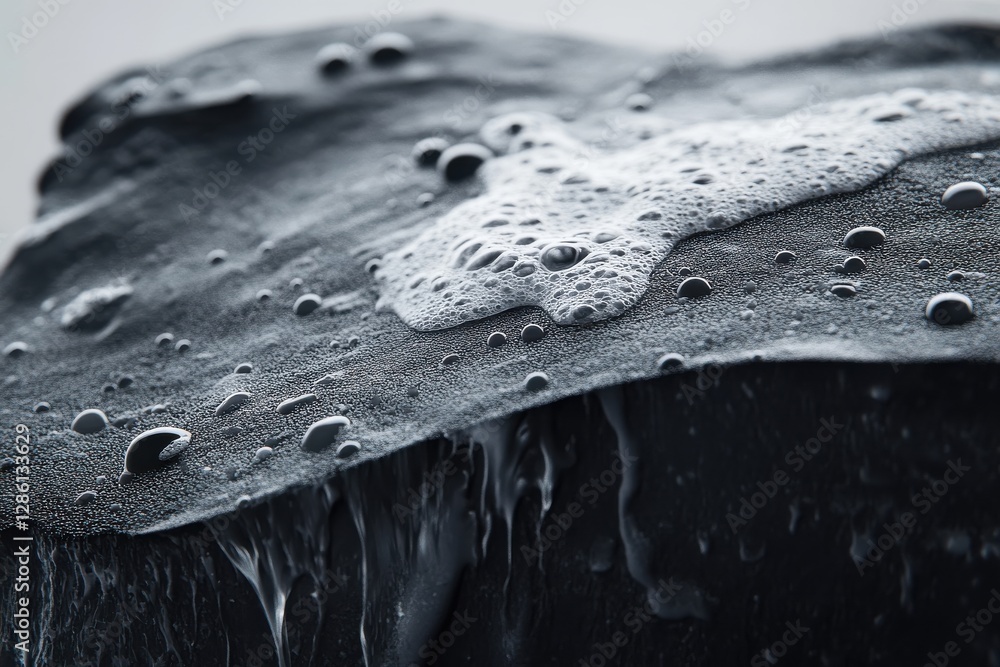 Poster abstract close-up of foam bubbles on a textured matte surface