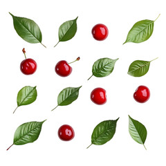 Red cherries and green leaves pattern.