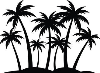 Palm Tree Silhouettes Set - Black and White Minimalist Palm Icons.