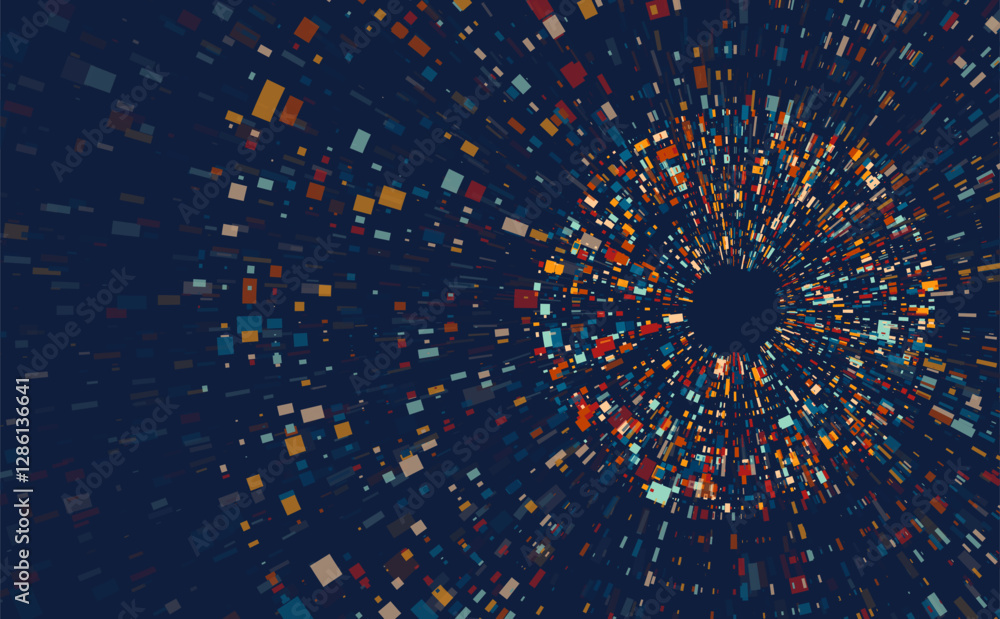Poster Big data visualization. Social network, financial analysis of complex databases. Data mining. Vector technology background. Information analytics concept.