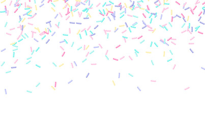 Colorful sprinkles banner background, colorful falling decorative sprinkles background