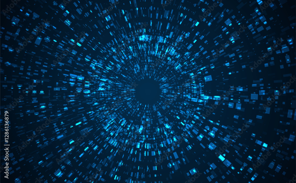 Poster Big data visualization. Social network, financial analysis of complex databases. Data mining. Vector technology background. Information analytics concept.