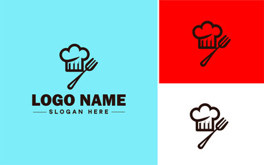 Culinary School icon Cooking academy Culinary institute Chef school flat logo sign symbol editable vector