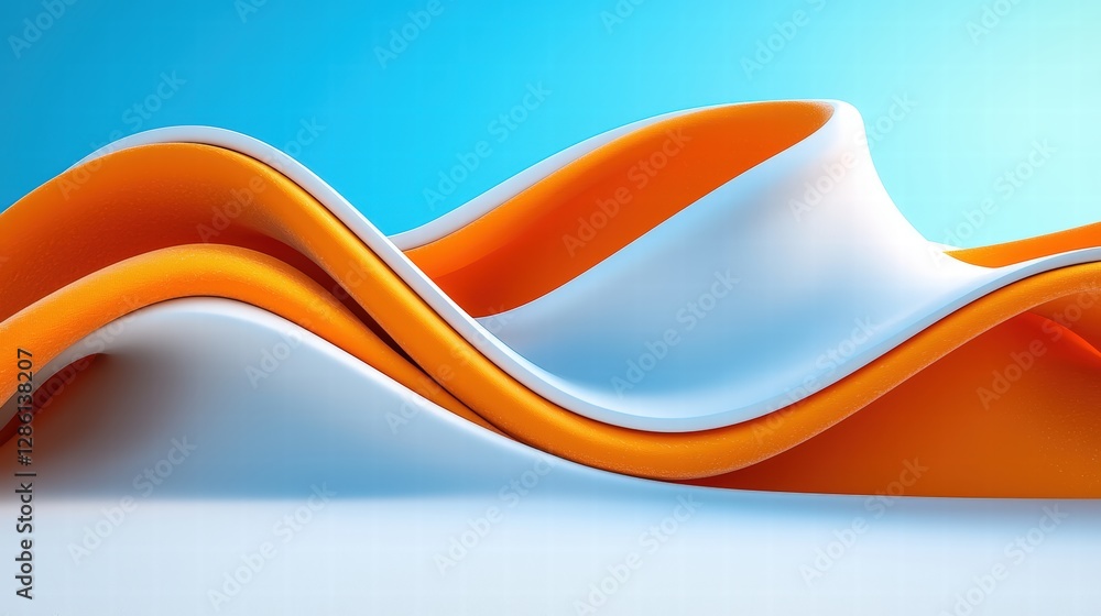 Poster curved orange and white wave design creating a modern and stylish background with smooth flow