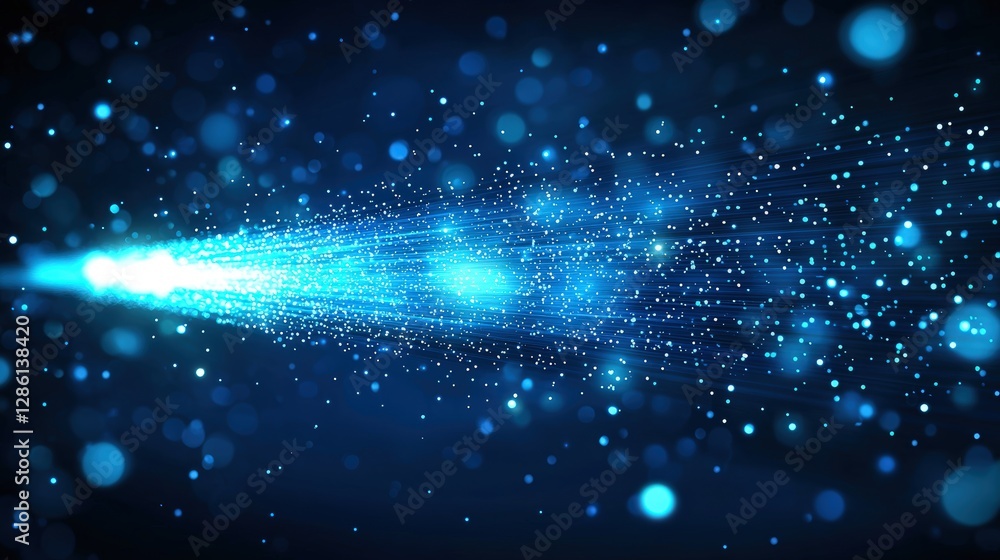 Poster an impressive blue light burst radiating energy and dynamic motion creating an unreal effect