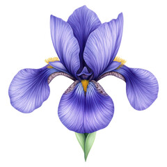 Intricate iris flower with vibrant purple petals , Flower, isolated on transparent background