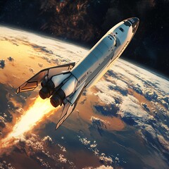 Naklejka premium spaceship in space