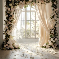 Background wedding with flowers generative AI