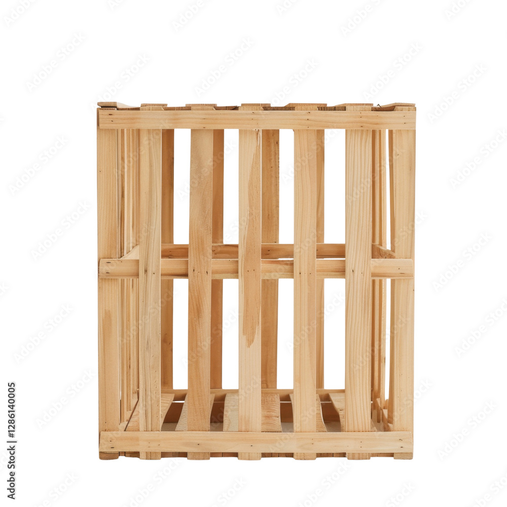 Poster wooden storage crate with slatted design, perfect for organizing items. this versatile crate can be 