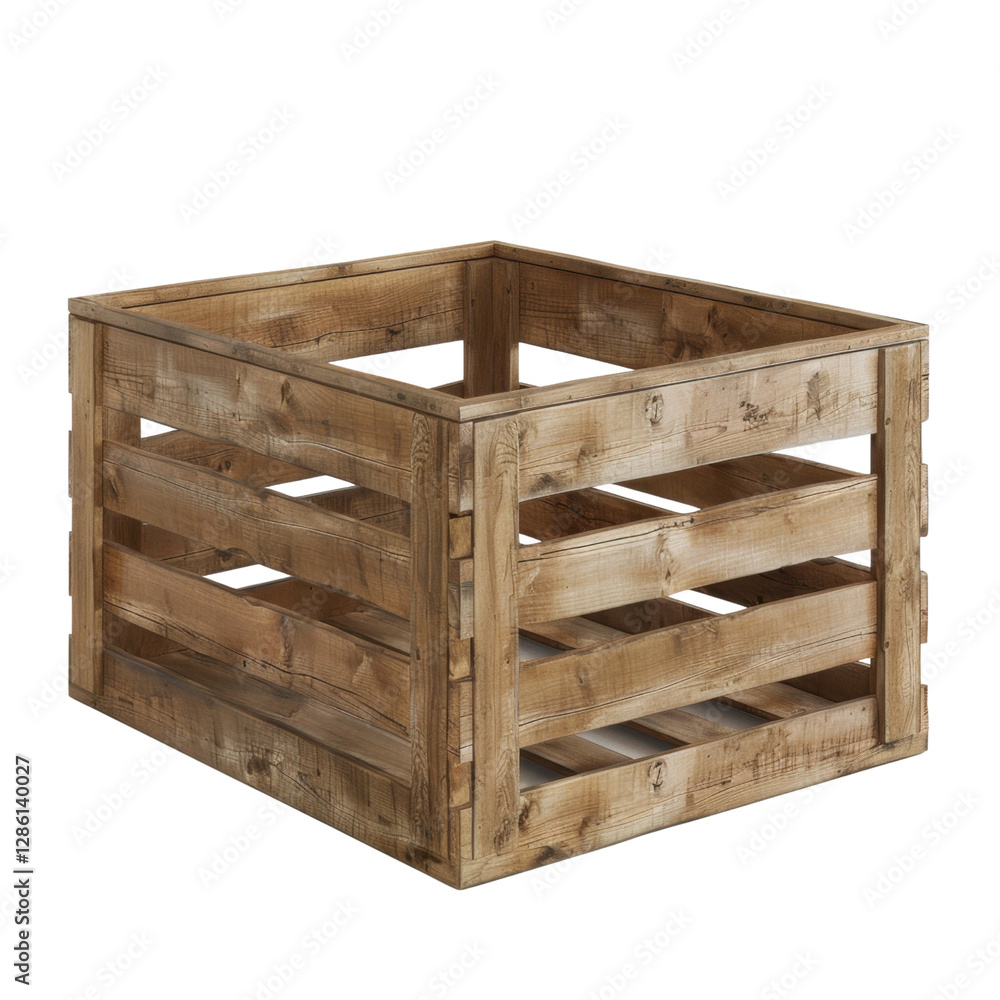 Aufkleber wooden storage crate with open design, ideal for organizing items. this rustic container adds charm 