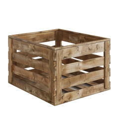 Wooden storage crate with open design, ideal for organizing items. This rustic container adds charm to any space while providing practical storage solutions
