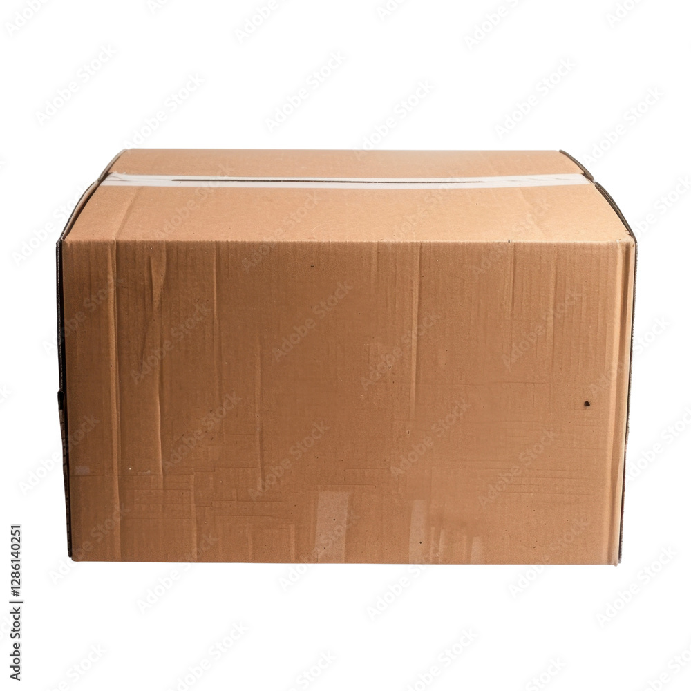 Poster plain cardboard box with simple design, ideal for shipping or storage. this versatile container is p
