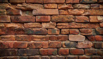 Obraz premium A textured close-up of aged brickwork, with warm earthy tones, showcasing architectural history