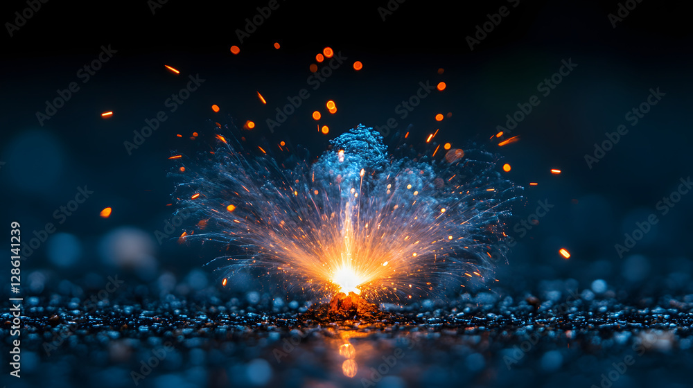 Aufkleber spark of innovation: capturing the explosive energy of a spark, igniting a wave of tiny embers again