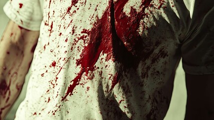 Blood Stained Shirt On A Person Showing Injury