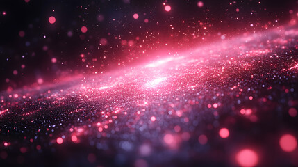 Obraz premium Cosmic Symphony: A breathtaking, abstract view of a celestial galaxy, awash in vibrant shades of pink and red, evoking a sense of wonder and the infinite expanse of space. 