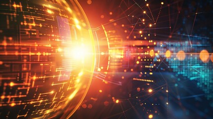Obraz premium Innovation and Technology Background with Futuristic Design and Glowing Elements, High-Tech Vibe, Perfect for Business PPTs