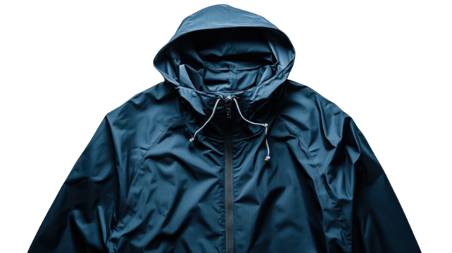 Stylish navy rain jacket designed for outdoor activities in unpredictable weather conditions