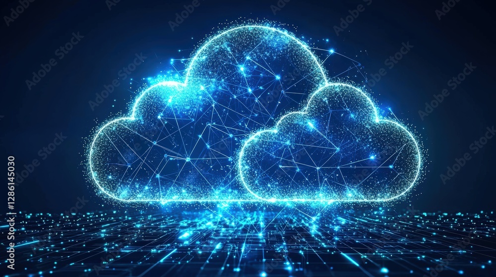 Poster elegant cloud with a web of connected lines illustrating the concept of networking and connectivity
