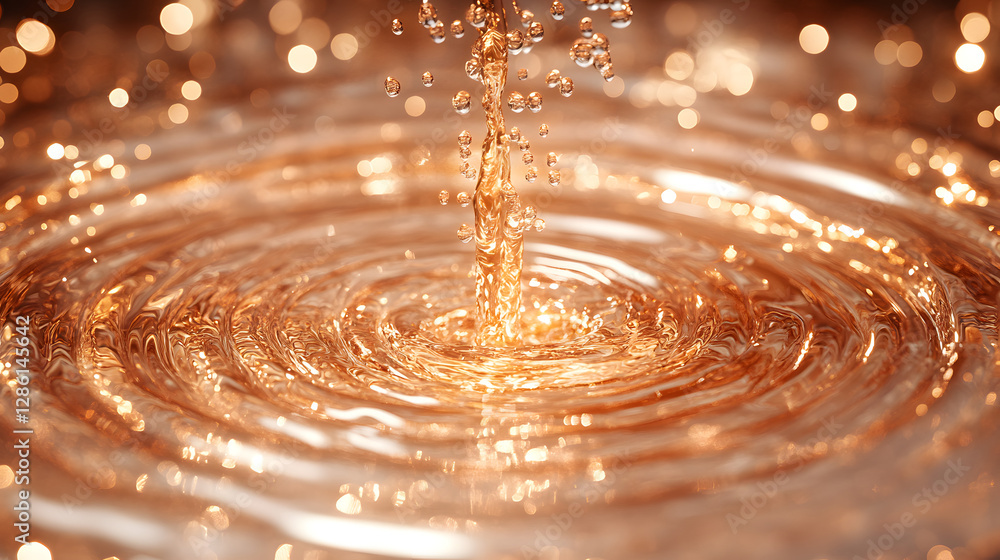 Poster liquid gold: a captivating image showcasing a mesmerizing stream of liquid, forming intricate ripple