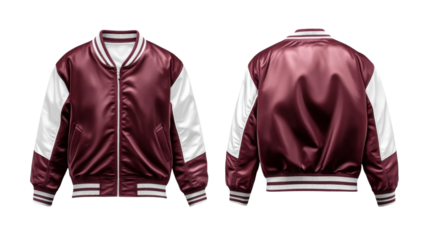 Stylish maroon and white varsity jacket perfect for casual outings and everyday wear