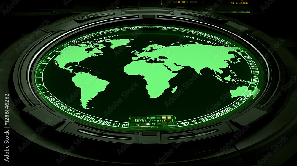 Poster global mapping technology visualization digital workspace infographic high-tech environment top-down