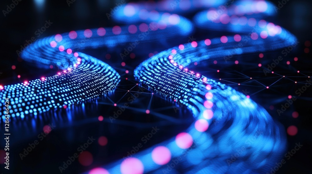 Poster intricate network of dots connected by thin lines creating a stunning visual representation of data
