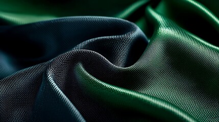 Naklejka premium Emerald and Teal Silk Fabric Drape: Close-Up Texture Photography AI Generated
