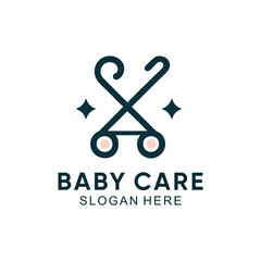 Baby care logo with minimalist design premium vector