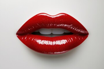 Glamorous Red Lips with Glossy Finish for Beauty and Fashion