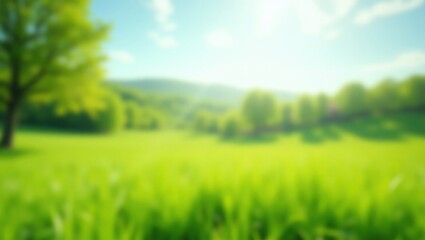 Obraz premium Blissful Blur, Abstract Impression of a Verdant Meadow Landscape