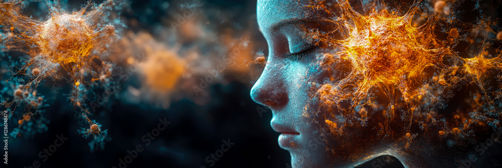 Poster neural connection: a symbolic depiction of thought, network communication, and introspection in a mo