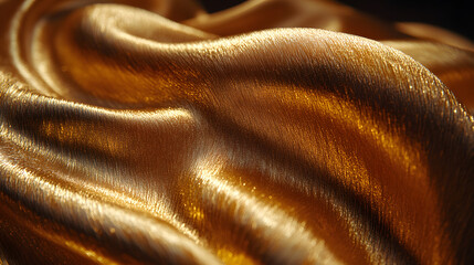 Golden Fabric's Luxurious Texture: Capture the essence of opulence with this macro shot of shimmering, rippled golden fabric. It highlights the interplay of light and shadow across the rich.