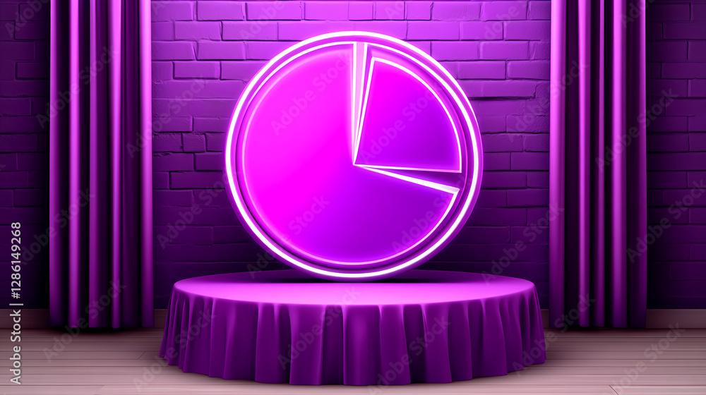 Poster dynamic pie chart display creative studio digital art vibrant atmosphere front view data visualizati