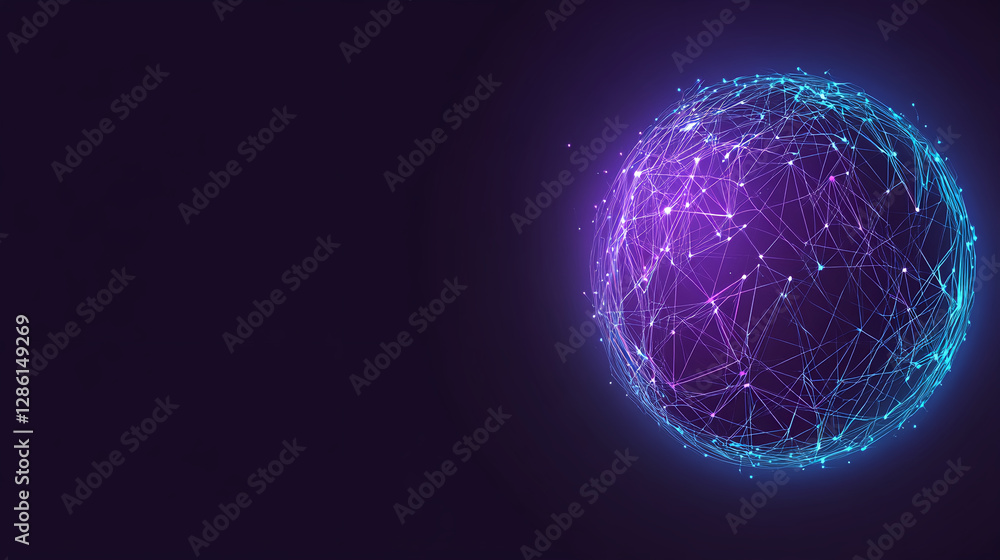 Poster dynamic digital network visualization virtual space graphic design futuristic environment aerial vie