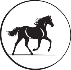 A black and white logo type horse silhouette design - horse icon design