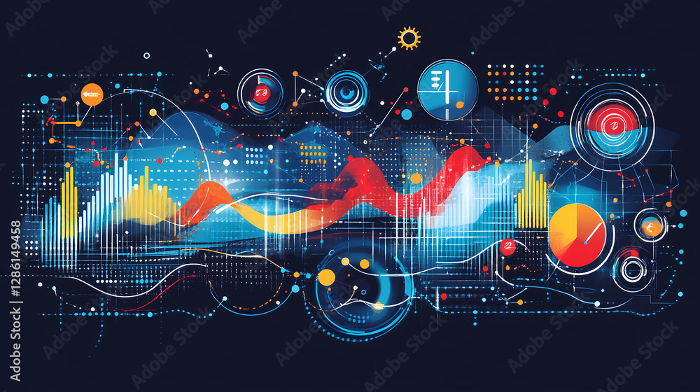 Poster data visualization trends digital space infographic design modern environment abstract viewpoint tec