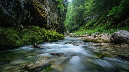 Fototapeta premium Beautiful river under the ravine