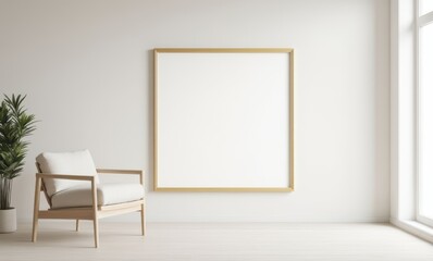 Minimalist interior with empty frame