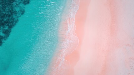 Pink Sands Beach Aerial View: Turquoise Ocean Meets Pastel Shore
