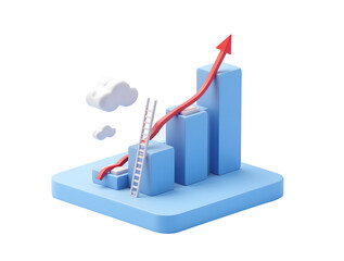 3D Transparent Money Growth Graph for Finance & Investment Visualization.