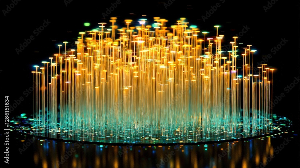 Poster large group of bright lights creating a dazzling display in a nighttime urban environment