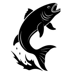silhouette a fish jumping out of the water vector illustration
