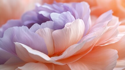 Soft Pastel Petals in Lavender and Peach Hues Create a Gentle Blooming Texture