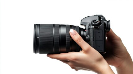 Professional Photographer's Hand Holding a Modern Wedding Video Camera for Memorable Moments