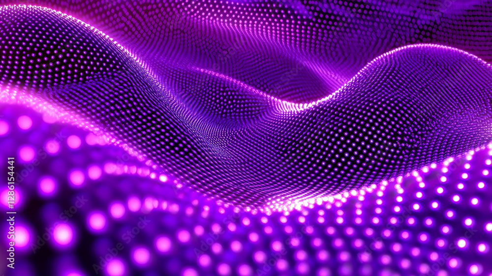 Poster dynamic purple wave patterns abstract visualization digital art virtual environment close-up modern 