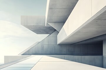 Obraz premium Striking Modernist Architectural Wonder with Geometric Shapes and Integrated Solar Technology