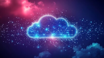 Cloud with a digital network connection symbolizing technology and communication