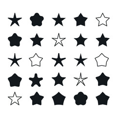 Vector set of star shape icons. Retro futuristic elements collection. Abstract cool shine effect sign vector design. Template for ads design, posters, logo, banner, business cards