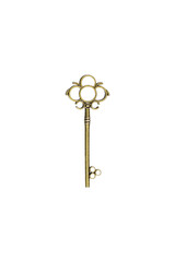 golden vintage key isolated on white background with clipping path.